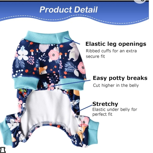 NWT Dog Pajamas for Small Dog Girl/Boy Animal and Flowers - Picture 3 of 4